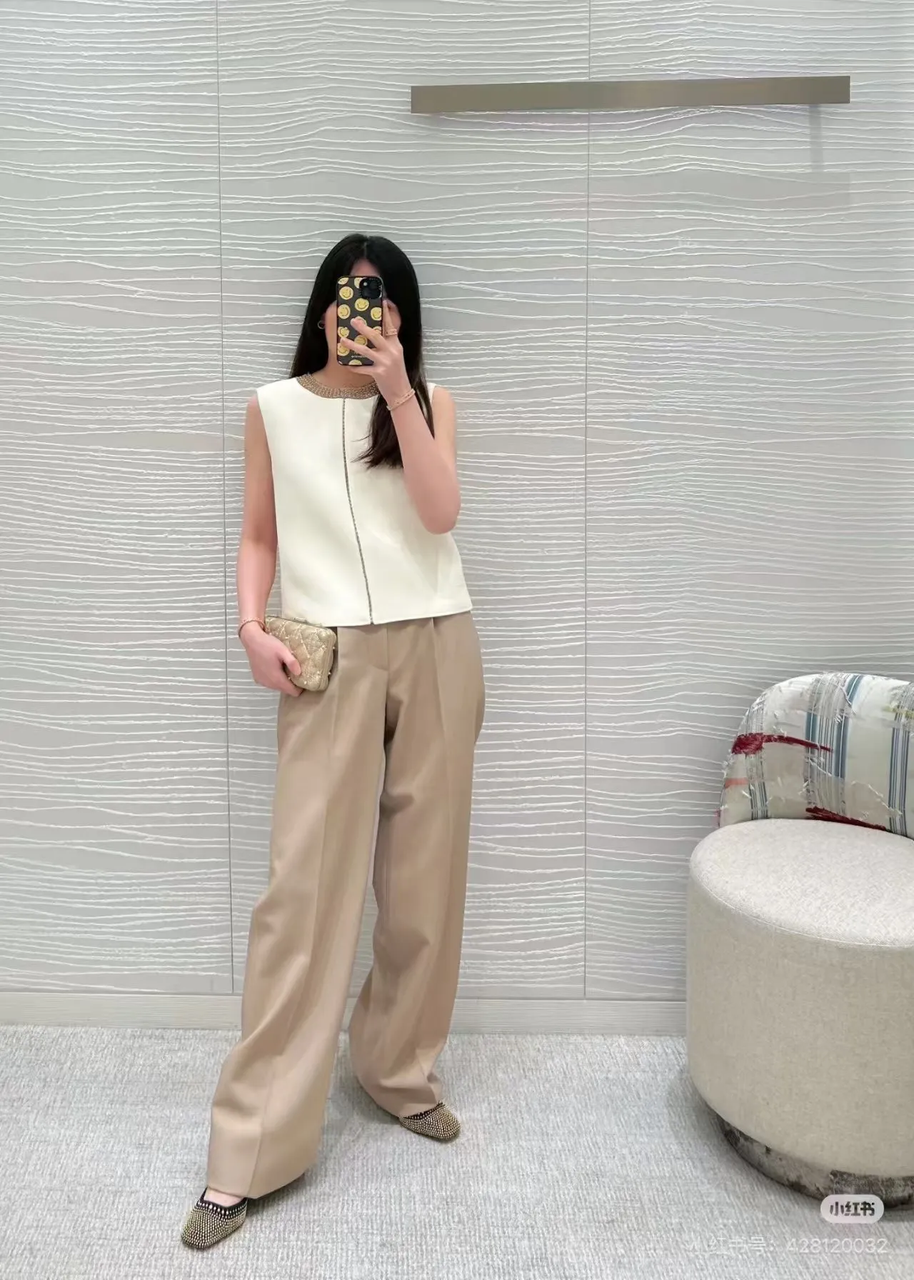 Louis Vuitton/Louis Vuitton 25Fw Khaki wool straight trousers